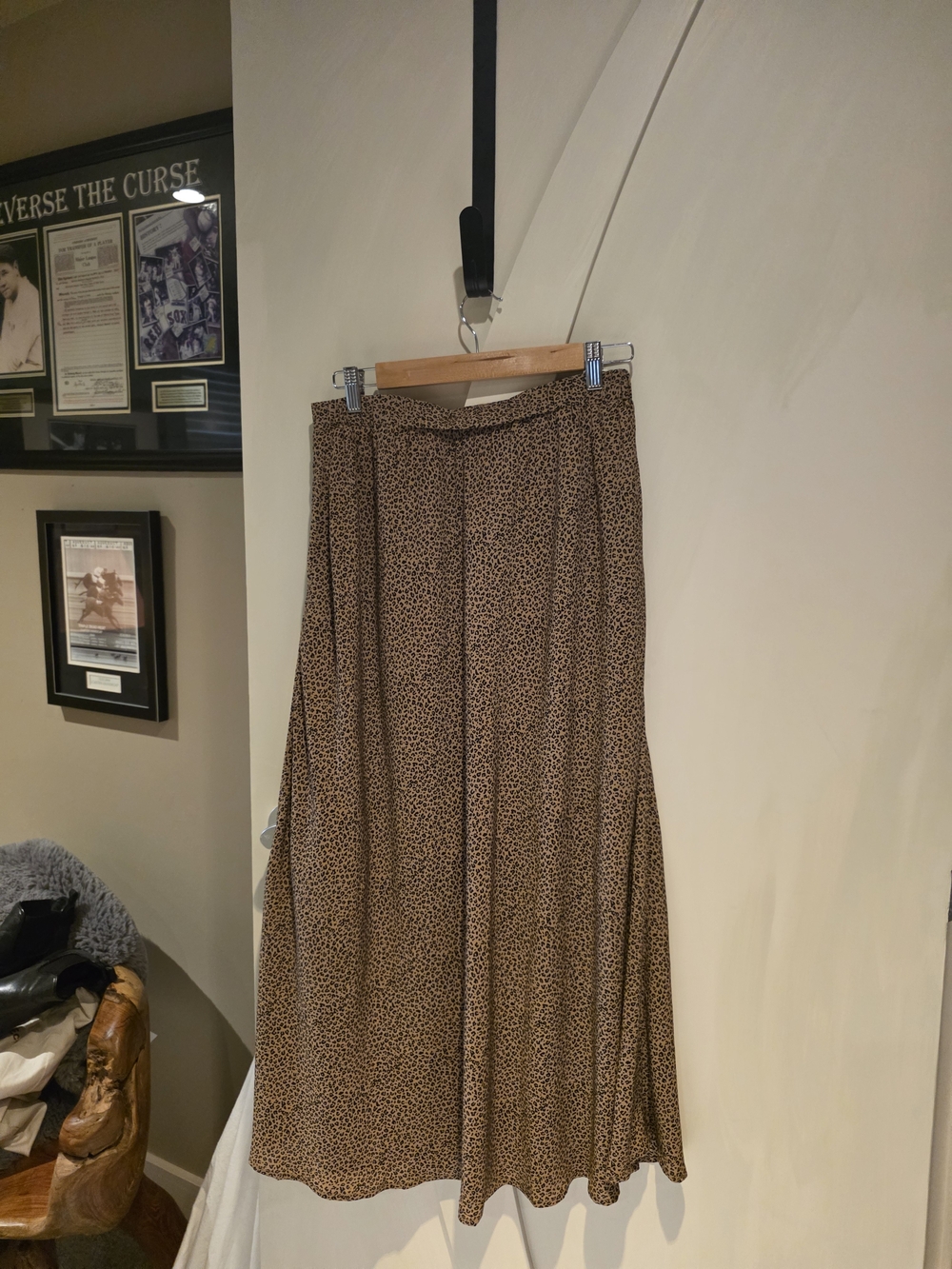 Pink Martini Leopard Print Brown Midi Skirt with Flowing Silhouette